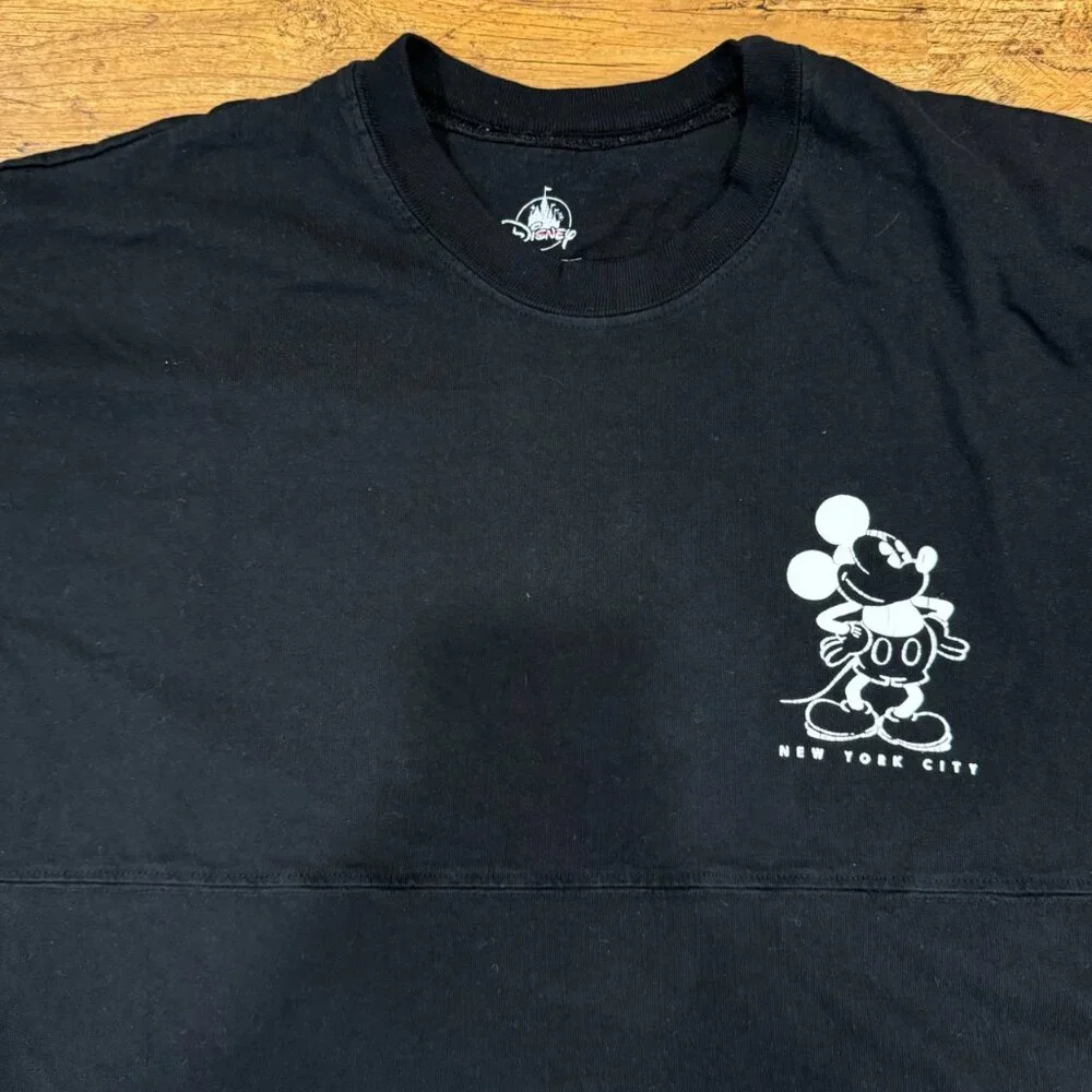 Disney Spirit Jersey Mickey Mouse New York City Black Long Sleeve T‎ Shirt Men L